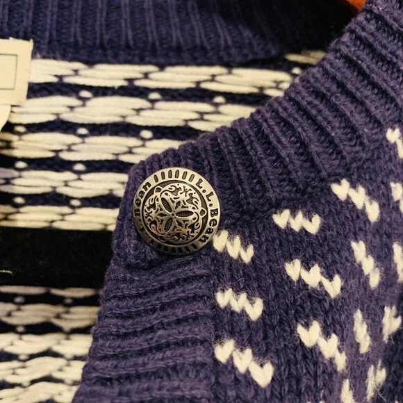 Vintage LL Bean Wool Norwegian Birdseye Women's Cardigan Sweater Jumper - Picture 10 of 10